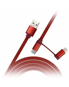 Кабель USB-Micro USB 2.0(m)+Lightning 8-pin, плоский, 1.2м, красный Smartbuy дракон iK-212 (K-212 red)