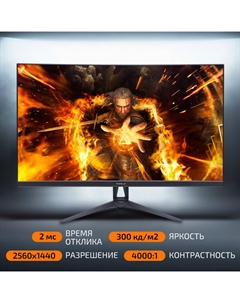 Монитор 27" Q2722DFG VA, изогнутый, 2560x1440 (16:9), 300кд/м2, 165 Гц, 2 мс, HDMI, DisplayPort, черный Tesla