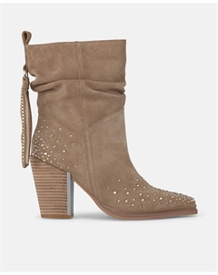Женские ботильоны на широком каблуке с деталями из страз и бахромой, бежевый Alma en pena.