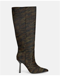 Высокие женские ботинки на каблуке с металлической отделкой, зеленый Alma en pena.