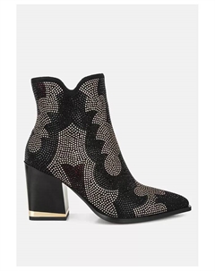 Ботинки Zarka на устойчивом каблуке с украшением из страз, зеленый London rag