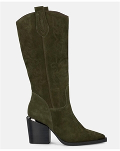 Женские ботильоны на широком каблуке с заостренным носком, хаки Alma en pena.