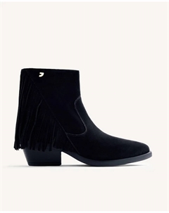 Женские ботильоны в ковбойском стиле из замши с каблуком и бахромой, черный Gioseppo