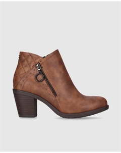 Женские ботильоны на молнии с декоративными металлическими деталями, темно-коричневый Chika10