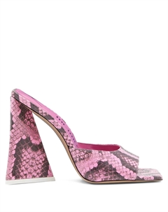 Мюли на каблуке из змеиной кожи, розовый The attico