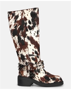 Женские байкерские высокие плоские ботинки с заклепками, мультиколор Alma en pena.