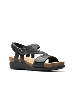 Сандалии Calenne Carmen Wedge Sandal, Black Leather Clarks