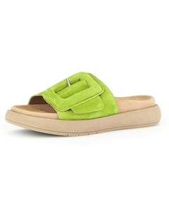 Мюли, платформа, летние туфли, тапочки с большой декоративной пряжкой, зеленый Gabor