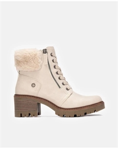 Женские ботинки с шнурками и боковой молнией, бежевый Refresh