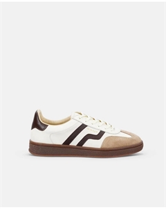 Женские спортивные кроссовки из кожи с контрастными полосками, белый/шоколадный Gant