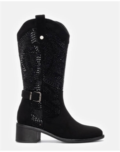 Женские ковбойские сапоги с боковой молнией, черный Xti