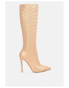 Сапоги до середины икры на высоком каблуке с тиснением Tinkles, бежевый London rag