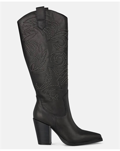 Женские ботинки на широком каблуке с вышивкой и заклепками, черный Alma en pena.