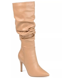 Женские сапоги Sarie на шпильке с широким голенищем и сборками, коричневый/бежевый Journee collection