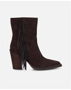 Женские базовые ботильоны на каблуке с застежкой-молнией, бахромой и стразами, коричневый Alma en pena.