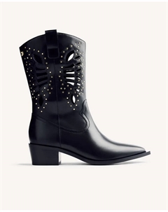 Женские сапоги средней высоты в ковбойском стиле с заклепками, черный Gioseppo