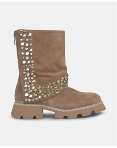 Женские ботинки с заклепками из страз и рельефной подошвой, бежевый Alma en pena.
