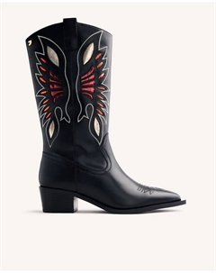 Женские ковбойские сапоги с вышивкой и металлическими деталями, черный Gioseppo