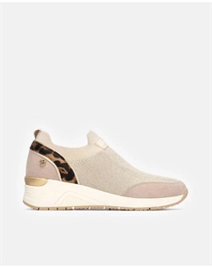 Эластичные женские спортивные туфли на платформе без застежки, бежевый Xti