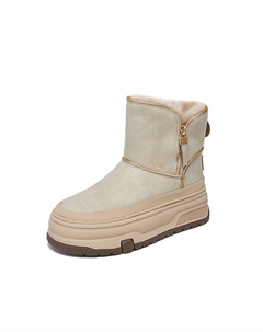 Женские зимние ботинки кожаные с флисовой подкладкой, бежевый Daphne