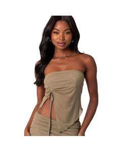 Женский топ-труба из прозрачной сетки асимметричного кроя Joy, зеленый Edikted