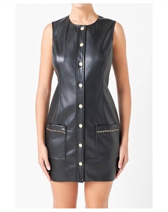 Женское платье-цепочка из искусственной кожи, черный Endless rose