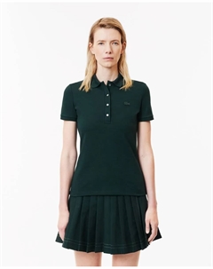 Женская футболка поло из хлопкового пике с коротким рукавом, темно-зеленый Lacoste