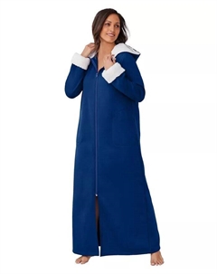 Длинный халат с капюшоном на подкладке из шерпы больших размеров, синий Dreams & co.