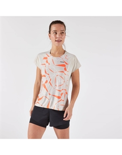 Женская легкая беговая футболка с короткими рукавами - Run 900 Light Replika Obvious бежевого цвета Kiprun
