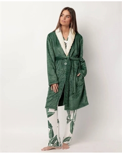 Женская халат с длинным рукавом из теплой ткани, зеленый Admas