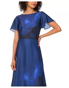 Женская блузка с круглым вырезом и короткими рукавами из струящейся ткани Vince camuto