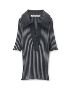 Обрезанная ребристая поло, серый Alexander wang