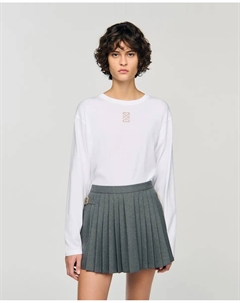 Женская футболка с вышивкой, белый Sandro