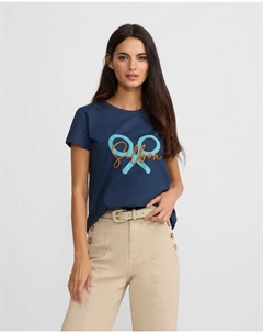 Классическая женская футболка с ракеткой морского цвета Silbon