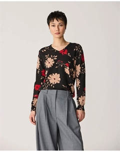 Женский свитер с рисунком и V-образным вырезом, черный Escorpion