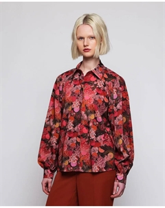 Женская рубашка с цветочным принтом из хлопка, красный Mirto