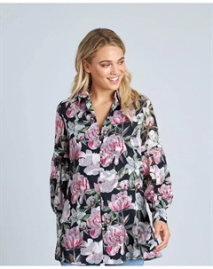 Женская блузка с принтом, V-образным вырезом и длинными рукавами, розовый Alma en pena.