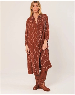 Миди-платье с длинными рукавами и воротником-рубашкой, бордовый Indi & cold