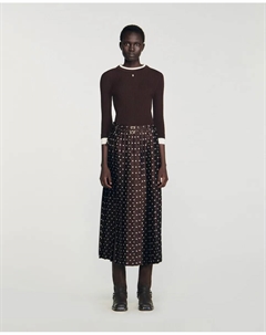 Длинная юбка с платочным принтом, коричневый/белый Sandro