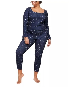 Женская пижама Audra больших размеров: топ и леггинсы с длинными рукавами, синий Adore me