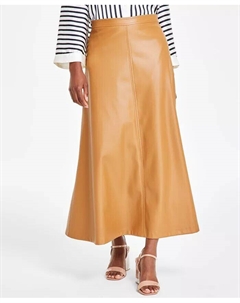 Женская длинная юбка из искусственной кожи со швами, желтый Vince camuto