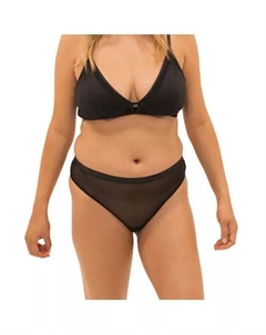 Прозрачные эластичные сетчатые стринги телесного цвета размера плюс, черный Naked rebellion