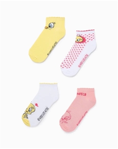 Набор из 4 вязаных носков для девочки с изображением Твити, желтый Zippy