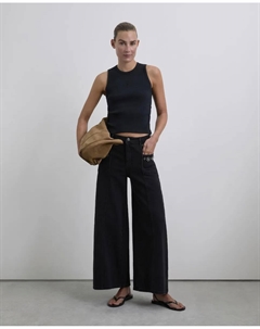 Женские прямые джинсы черного цвета с заклепками Scalpers