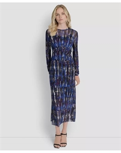 Женское платье А-силуэта с длинными рукавами и круглым вырезом Dkny