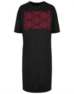 Короткое платье Oversize Kleid Muster Blumen Rot, черный F4nt4stic