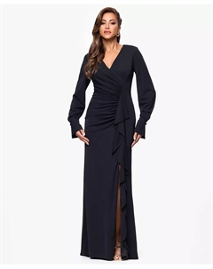 Женское трикотажное платье с длинными рукавами и боковыми разрезами Xscape