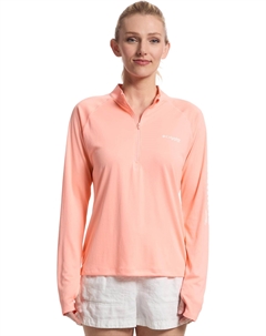 Футболка Tidal Tee 1/4 Zip, Tiki Pink/White Logo Columbia