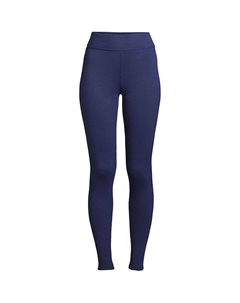 Женские спортивные леггинсы с карманами на флисовой подкладке и высокой посадкой для миниатюрных женщин, синий Lands' end