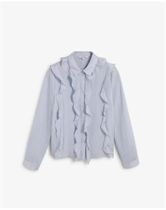 Женская рубашка с длинным рукавом и деталями воланов, синий Scalpers